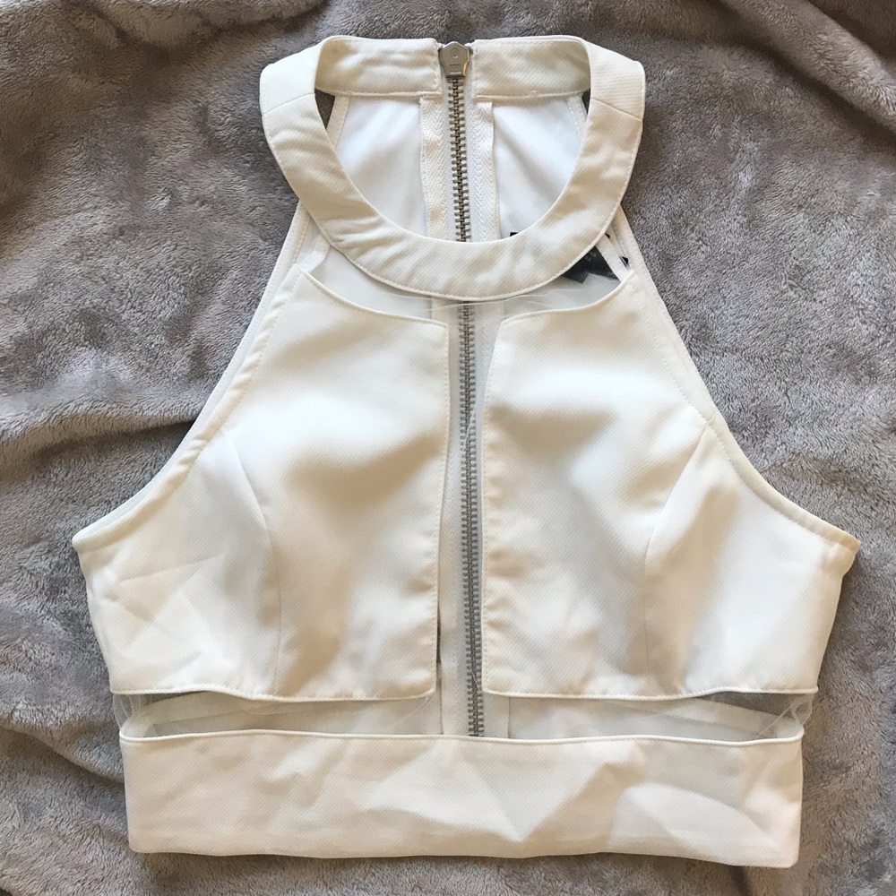Forever 21 Semi-Sheer White Crop Top
